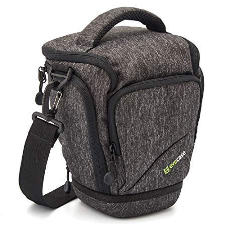 Tall Camera Case, Evecase Top Load Digital SLR/DSLR Camera Shoulder Bag with Rain Cover and Weather Resistant Bottom Perfect for Long Lens Camera