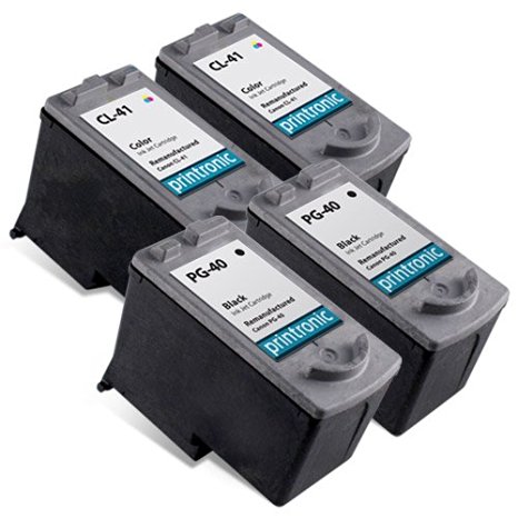 Canon CL-41 and PG-40 Remanufactured Ink Cartridges-Two Black and Two Color