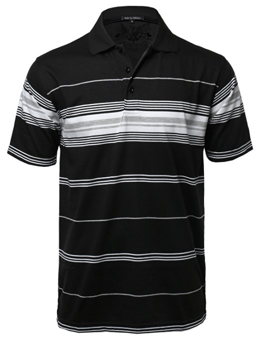 SBW Men's Basic Everyday Stripe Polo T-Shirt