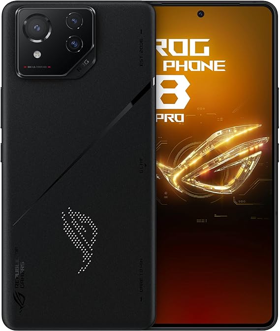 ASUS ROG Phone 8 Pro Phone, 6.78” FHD  2400x1080, 5500mAh Battery, 50MP/13MP/32MP Triple Camera, 32MP Front Camera, 16GB RAM, 512GB Storage, 5G LTE Dual Nano SIM, AI2401-16G512G-BK