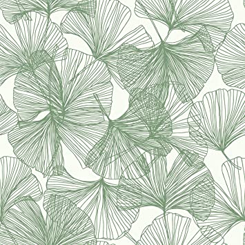 RoomMates Green Gingko Leaves Peel and Stick Wallpaper