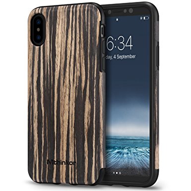 iPhone X Case Mthinkor Soft Wood Slim Perfect Fit Case for iPhone X (Black Sandalwood)