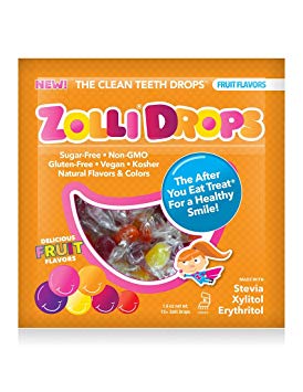 Zolli Drops By Zollipops, Delicious Assorted Flavors, Clean Teeth Drops, Anti Cavity Fruit Drops, 15 Count