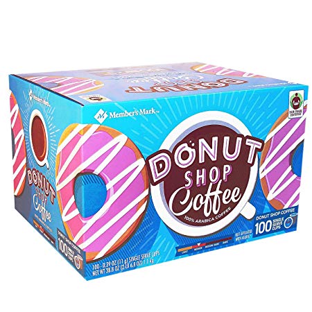 Member's Mark Donut Shop Coffee (100 single-serve cups) Net wt 38.8 oz, Donut Shop Coffee, 38.8 Ounce