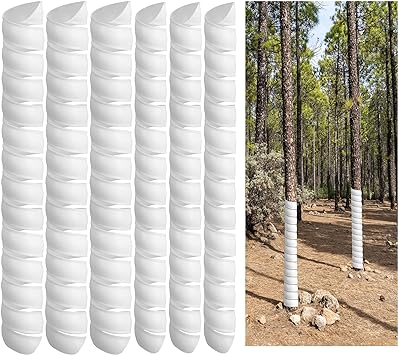 Watayo 6 PCS Tree Trunk Protector-2 Size Plastic Spiral Tree Guard-Tree Bark Protector Tube Wraps to Protect Saplings Plants from Deer Rabbit Cats Rodents Mowers