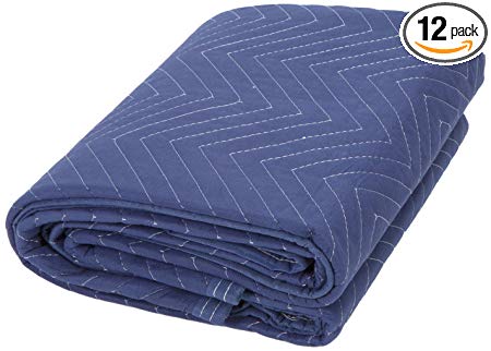 Moving Blankets 12 Pack from Shoulder Dolly, 45” x 72” - Dual Sided Blanket, Heavy Duty, Thick, Durable,Supreme Quality - M1004