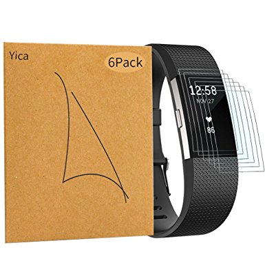 [6 pack]Fitbit Charge 2 Screen Protector, Yica Fitbit Liquid Skin Glass Screen Protector for Smart Watch Fitbit Charge 2, HD Clarity/Anti-Scratch/Anti-bubbles