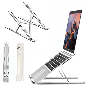 Vancold Laptop Stand, Ergonomic Aluminum Laptop Mount Computer Stand, Detachable Laptop Riser Notebook Holder Stand Compatible with MacBook Air Pro, Dell XPS, Lenovo More 10-15.6" Laptops- Silvery