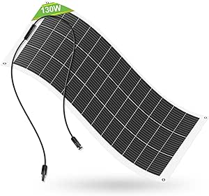 ECO-WORTHY 130 Watt 12 Volt Monocrystalline Flexible Solar Panel Semi-Flexible Bendable for Off- Grid System, RV, Caravan, Camper, Boats, Roofs, Uneven Surfaces