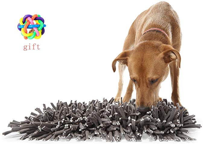 Zicosy Snuffle Mat for Dogs- Feeding Mat for Dogs (12" x 18") - Grey Feeding Mat - Encourages Natural Foraging Skills - Easy to Fill - Durable and Machine Washable - Perfect for Any Breed