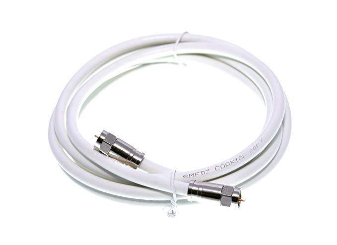 Smedz YCABO2M/1 2 m RG6 Satellite TV Coax Cable Extension Kit With Fitted Compression F-Connectors For Sky HD, Freesat And Virgin - White
