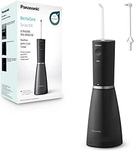 Panasonic Series 800 Ultrasonic Oral Irrigator EW-DJ86-K511, Water Flosser for Teeth, 200ml, 1 Ultrasonic & 1 Orthodontic Nozzle, 5 Pressure Settings, Travel Accessory, USB-C Charging, Black