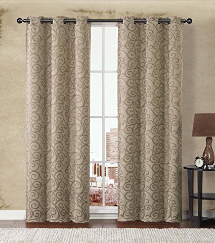 2-Pack: Stanton Hotel Quality Energy Saving Heavy-Duty Thermal Woven Grommet Curtain Panels By GoodGram® - Assorted Colors (Gold/Taupe)