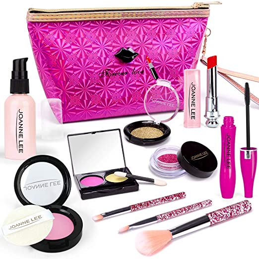 OCATO Pretend Makeup for Girls Kids Makeup Kit for Girl Play Makeup for Toddlers Makeup Play Set with Shiny Cosmetics Bag Birthday Xmas Gift Fake Makeup Toys for Girls Age 2, 3, 5, 6 (Not Real Makeup)