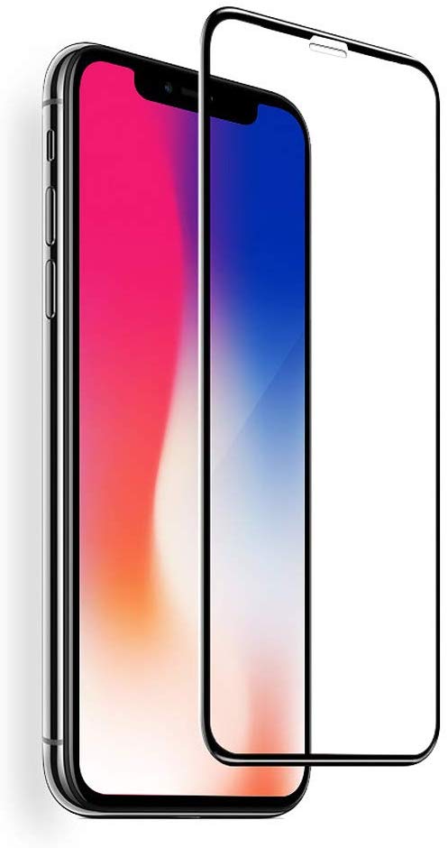 First Protection iPhone X Screen Protector, HD Full Screen Tempered Glass Screen Protector Film, [Case Friendly] [3D Touch] Protection Screen Cover Saver Guard for Apple iPhone X/Xs (5.8 in) Black