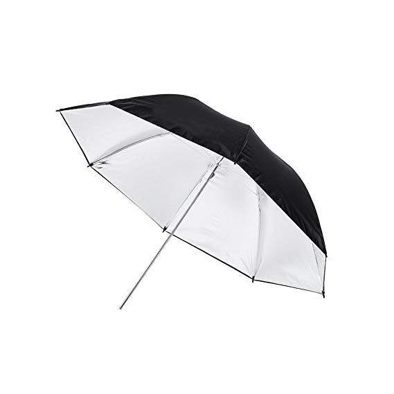 Fovitec - 1x 43 inch Silver Photography & Video Reflector Umbrella - [Easy Set-up][Lightweight][Cast-Iron][Collapsible][Durable Nylon]