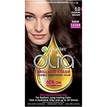 Garnier Olia Hair Color, 5.0 Medium Brown Ammonia Free Brown Hair Dye (Packaging May Vary)