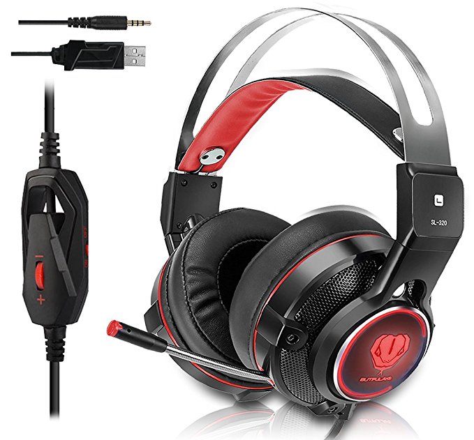 Gaming Headset for Xbox One, PS4, Surround Stereo Sound, Nintendo Switch, 3.5MM Wired Over-ear Headphone with Microphone and Volume Control for PC, Laptop, iPad, Phone(Red)