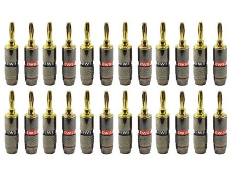 Sewell Pro Maestro Banana Plugs, 24K Gold Connectors, 12 Pair