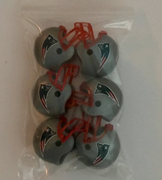 6 Pack New England Patriots 2017 NFL Helmet Mini Football 2" Inch Helmets. Complete Team Logo Cake Toppers Party Favors. Collectible Gumball Vending Toy New in Bag. Pencil Cap.