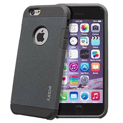 Juppa® Tough Armour Sand Storm Dual Layer Case Cover for Apple iPhone 6 / 6s features Extreme Shock Resistance, Ultra Lightweight, Slim fit with Double Layer Protection (Iphone 6 6s 4.7", Black)