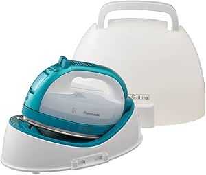 Panasonic Cordless Iron, Portable 360-Degree Freestyle Dry/Steam Iron with Precision Tips and Stainless Steel Soleplate, Anti-Calc and Anti-Drip, Power Base and Carrying/Storage - NI-QL1000G (Teal)