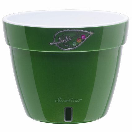 Self Watering Planter Asti 7 Inch Green-GoldWhite - Flower Pot