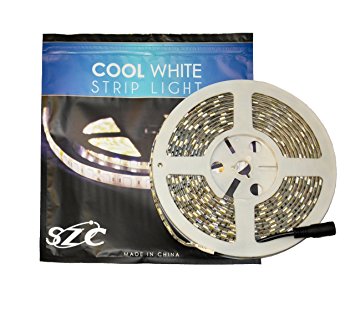 SZC SMD 5050 Led Strip Lights Waterproof 5M 16.4ft DC 12v 300 Units Leds Color White Flexible Led Rope Lighting for Cars Boats and Bedroom