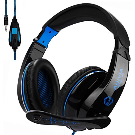 2017 New Updated Gaming Headphones,A9 3.5mm Stereo Sound Wired Professional Computer Gaming Headset with Microphone,Noise Isolating Volume Control for Pc/Mac/Ps4/Phone/Table(Black Blue)