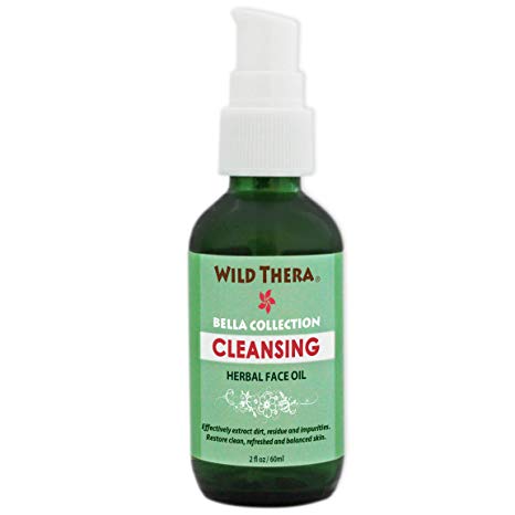 Wild Thera Organic Face Cleanser. Deep Cleansing Oil with Natural Almond, Grapeseed, Jojoba and Herbs of Juniper, Calendula, Hibiscus, Damascus Rose & more. Remove makeup, mascara, dirt & impurities.