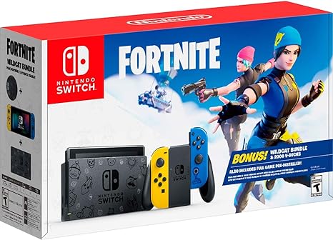 Newest Nintendo Switch Fortnite Wildcat Special Edition with Yellow and Blue Joy-Con, Fortnite Game Pre-Installed - 6.2" Touchscreen LCD Display, 32GB Internal Storage, AC WiFi, w/CUE Accessories