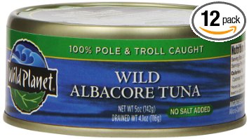 Wild Planet Wild Albacore Tuna, No Salt Added, 5 Ounce Can (Pack of 12)