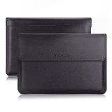 Laptop Sleeve MoKo PU Leather Wallet Case for MacBook Air 133-Inch and Macbook Pro 133-Inch Tablet with Card Slot ipad pro Pocket and Soft Felt Interior BLACK