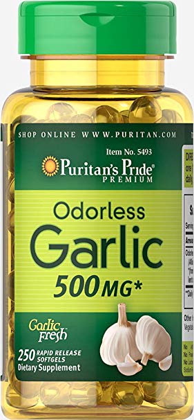 Puritan's Pride Odorless Garlic 500 mg-250 Rapid Release Softgels