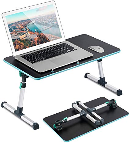 Adjustable Laptop Table, Portable Standing Bed Desk, Foldable Sofa Breakfast Tray, Notebook Computer Stand Reading Holder for Couch Floor, 21x12" Premium Black
