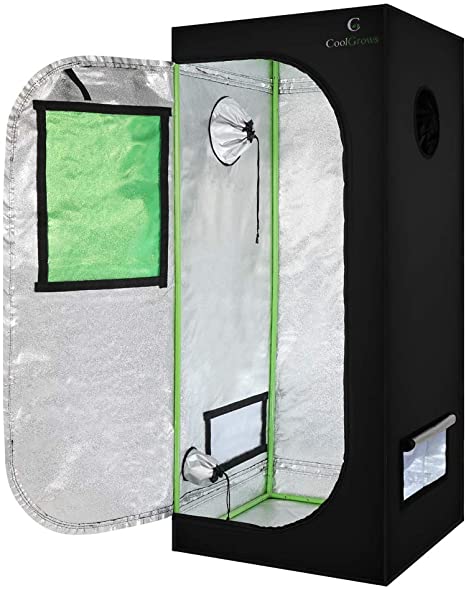 24"x24"x55" Mylar Hydroponic Grow Tent with Obeservation Window and Floor Tray for Indoor Plant Growing (24" x 24" x 55")