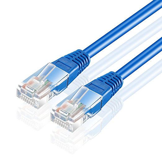 TNP Cat6 Ethernet Patch Cable (3 Feet) - Professional Gold Plated Snagless RJ45 Connector Computer Networking LAN Wire Cord Plug Premium Shielded Twisted Pair (Blue)