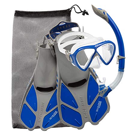 Cressi Adult Snorkeling Set (Mask, Snorkel, Adjustable Fins) Ideal for Travel - Lightweight Colorful Equipment | Bonete Set