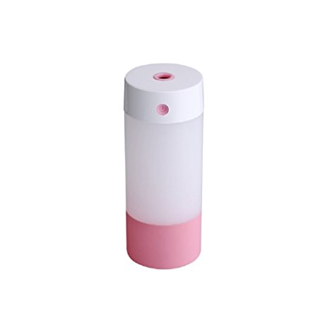 Cool Mist Ultrasonic Humidifier, 250ML USB Portable Mist Air Mini Humidifier-Quiet Operation, Automatic Shut Down, Night Light Function For Office Home Bedroom Car (Pink-250ML)