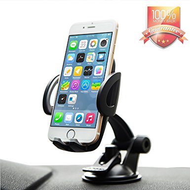BUDGET & GOOD Car Windshield Mount Cradle Adjustable Suction Cup Dashboard Phone Holder for iPhone 7 Samsung S7 Etc Smartphones or GPS