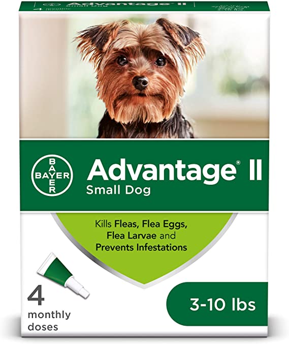 Advantage II 4-Dose Flea Treatment for Small Dogs, Flea Treatment for Small Dogs 3-10 Pounds