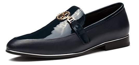 OPP Men's Smooth Leather Slip on Metal Bit Detail Low Heel Loafer Shoes