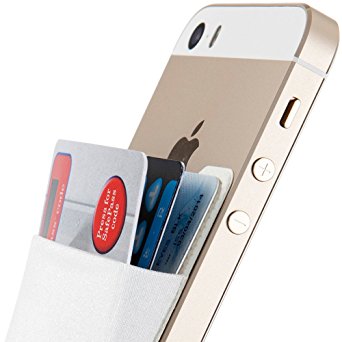 Card Holder, Sinjimoru Stick-on Wallet functioning as iPhone Wallet Case, iPhone case with a card holder, Credit Card Wallet, Card Case and Money Clip. For Android, too. Sinji Pouch Basic 2, White