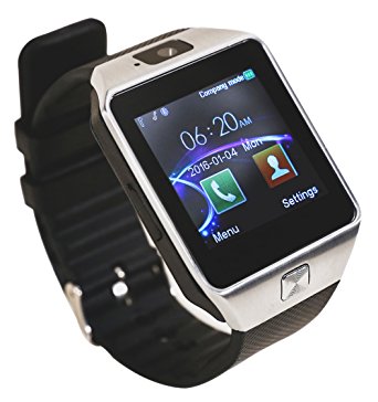 Aipker Smart Watch Bluetooth Smartwatch Phone with Camera SIM SD Card Slot Compatible All Android Smart Phones (Silver)