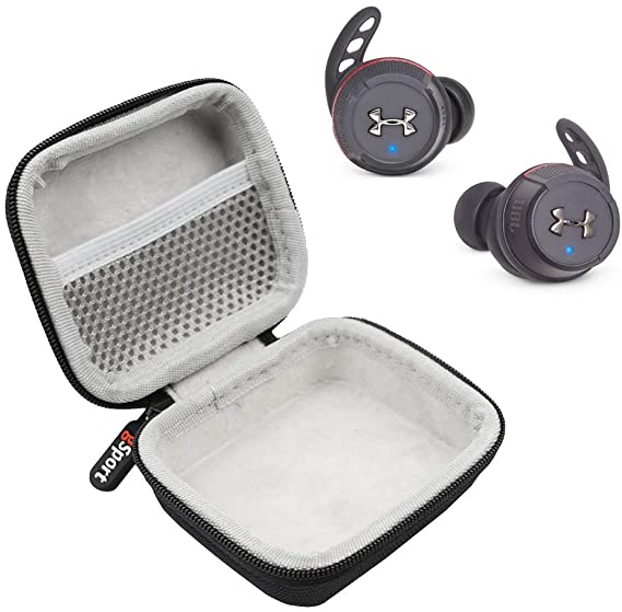 JBL x UA True Wireless Flash in-Ear Sport Headphones Bundle with gSport Deluxe Hardshell Case (Black)