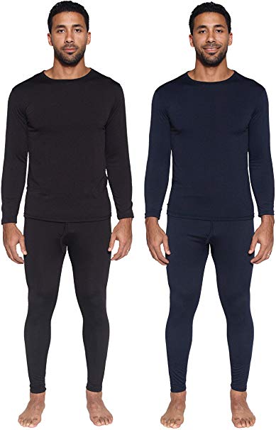 2 Mens Thermal Sets - Thermal Underwear for Men - Long Sleeve Top & Bottom Fleece Lined Long Johns for Men