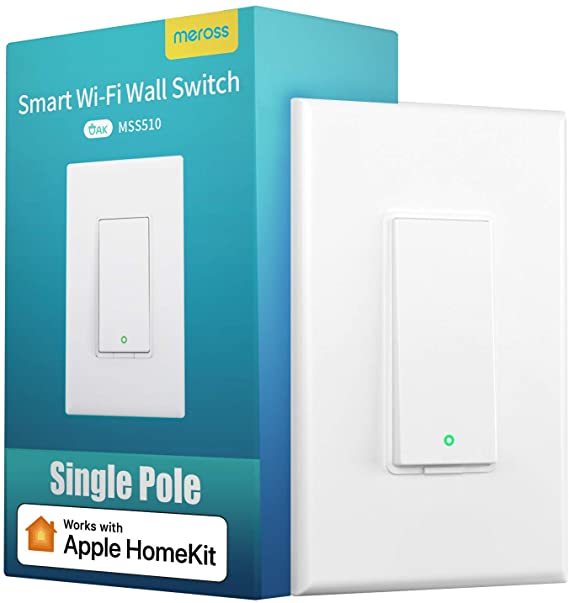 meross Apple Homekit Smart Light Switch,Compatible with Alexa,Google Assistant & SmartThings,WiFi Wall Switch, Needs Neutral Wire, No Hub Needed, Remote Control, Schedules