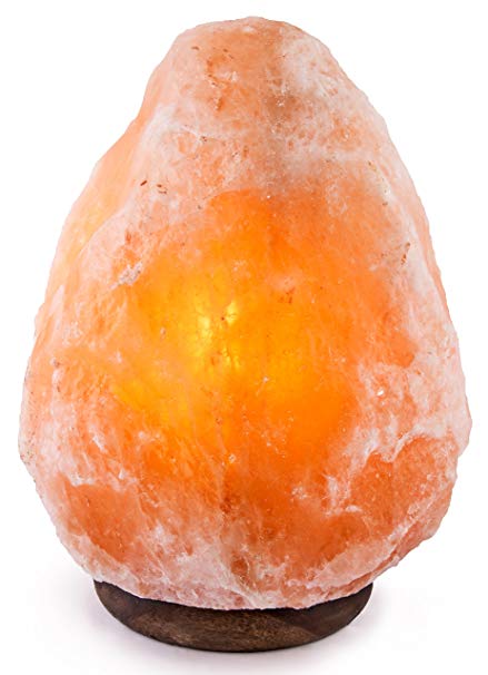 CRYSTAL DECOR 8” to 9”, 8-10 lbs Dimmable Hand Crafted Natural Himalayan Salt Lamp On Wooden Base