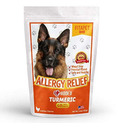 Fitapet Allergy Relief for Itchy Dogs – With Turmeric, Omega-3, Quercetin and Bromelain - 60 Soft Chews
