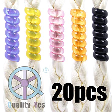 QY 20PCS Bright Colors Beads Barrettes Spiral Coil Hairholders for Ladies